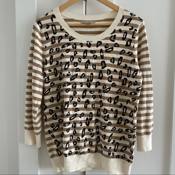 Animal print and striped sweater - Picture 1 of 9